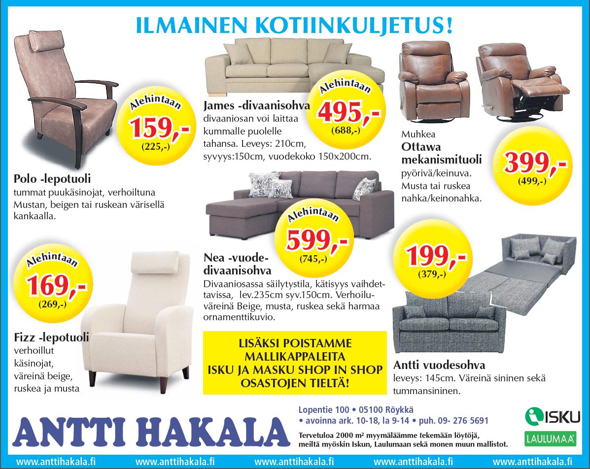 Tarjous - Huonekaluliike Antti Hakala Huonekaluliike Tarjous